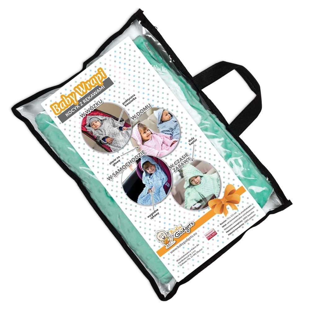 Kocyk z rękawami kapturem Szary dla dziecka dzieci