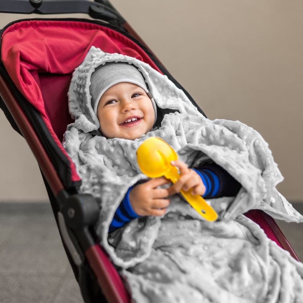 Kocyk z rękawami kapturem Szary dla dziecka dzieci