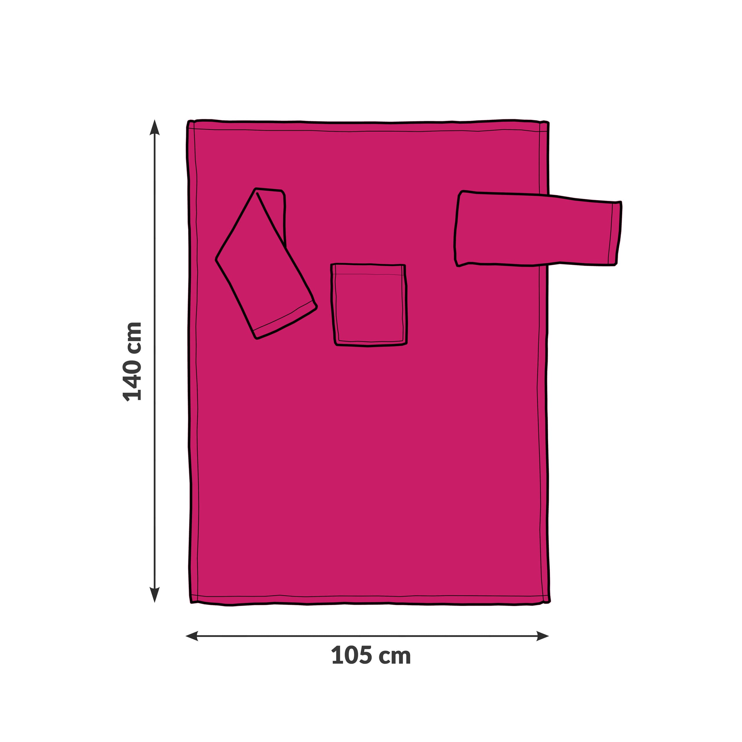 Kocyko - szlafrok Junior Fuksja koc z rękawami